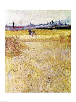 Framed Wheatfield with Sheaves, 1888 Print