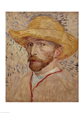Framed Self Portrait with Straw Hat, 1887 Print