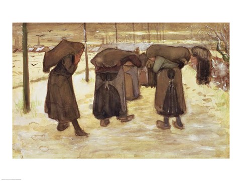 Framed Miners' wives carrying sacks of coal, 1882 Print