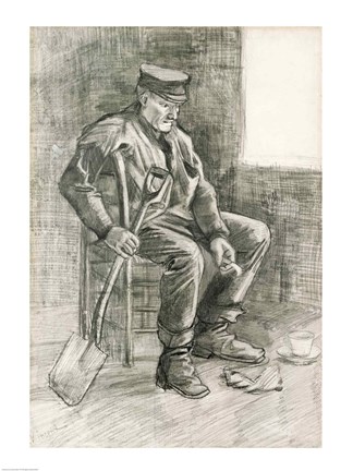 Framed Man with a Spade Resting, 1882 Print