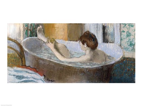 Framed Woman in her Bath, Sponging her Leg, c.1883 Print