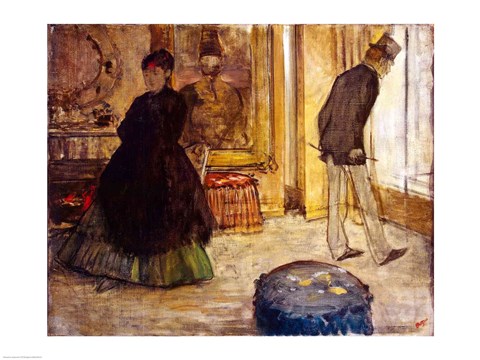 Framed Interior with Two Figures, 1869 Print