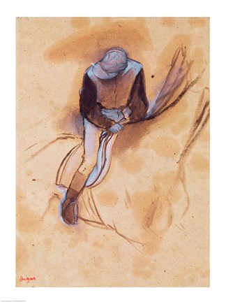 Framed Jockey flexed forward standing in the saddle Print