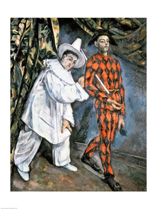 Framed Pierrot and Harlequin Print
