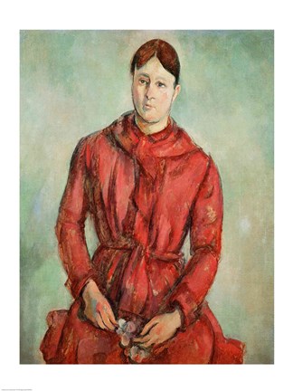 Framed Portrait of Madame Cezanne in a Red Dress Print