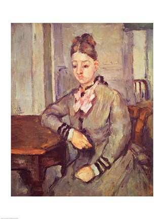 Framed Madame Cezanne Leaning on a Table Print