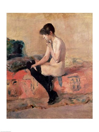 Framed Nude Woman Seated on a Divan, 1881 Print