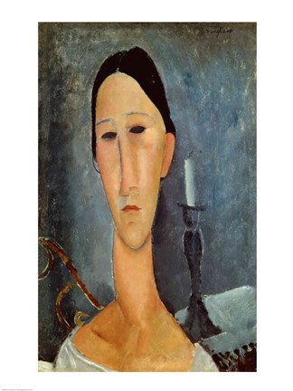 Framed Hanka Zborowska with a Candlestick, 1919 Print