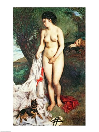 Framed Bather with a Griffon dog, 1870 Print