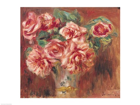 Framed Roses in a Vase, c.1890 Print