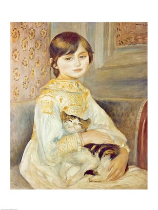 Framed Julie Manet with Cat, 1887 Print