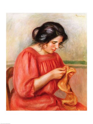 Framed Gabrielle darning, 1908 Print