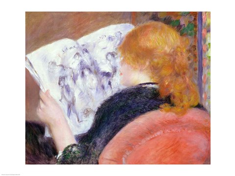 Framed Young Woman Reading an Illustrated Journal, c.1880-81 Print