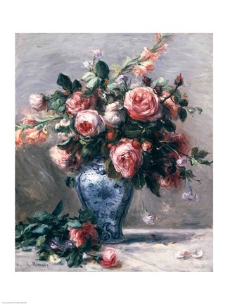 Framed Vase of Roses Print