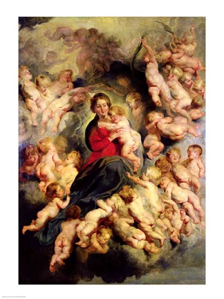 Framed Virgin and Child surrounded by the Holy Innocents Print