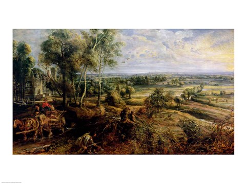 Framed Autumn Landscape with a view of Het Steen in the Early Morning Print