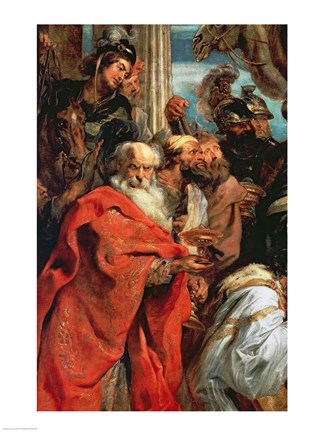 Framed Adoration of the Magi - red garment Print