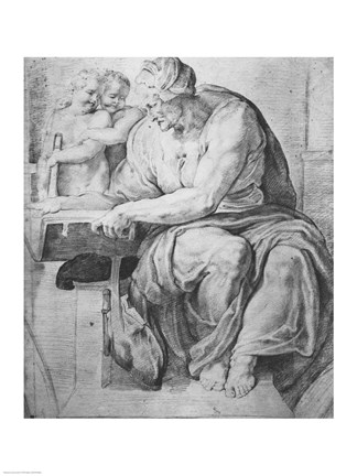 Framed Cumaean Sibyl, after Michangelo Buonarroti Print