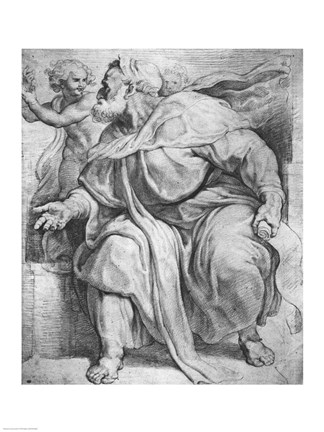 Framed Prophet Ezekiel, after Michangelo Buonarroti Print