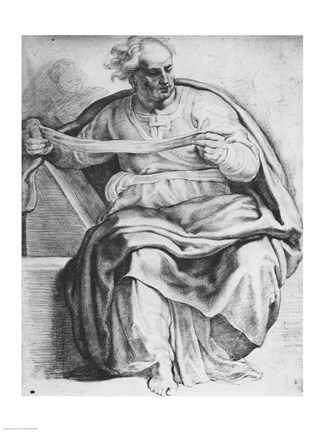 Framed Prophet Joel, after Michangelo Buonarroti Print
