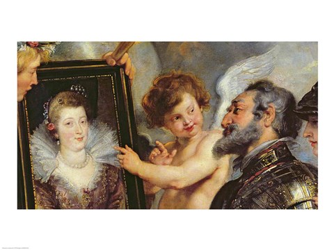 Framed Medici Cycle: Henri IV  Receiving the Portrait of Marie de Medici detail Print