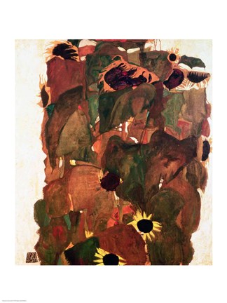 Framed Sunflowers II, 1911 Print