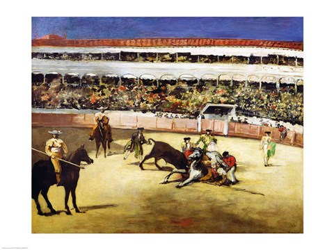 Framed Bull Fight, 1865 Print