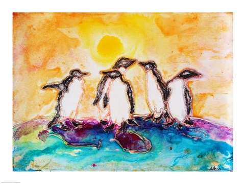 Framed Penguins Under the Sun Print