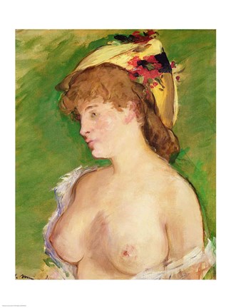 Framed Blonde with Bare Breasts, 1878 Print