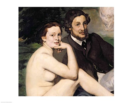 Framed Dejeuner sur l&#39;Herbe, 1863 (seated couple) Print