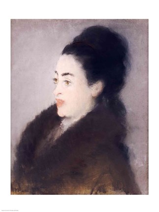 Framed Woman in a Fur Coat in Profile, 1879 Print