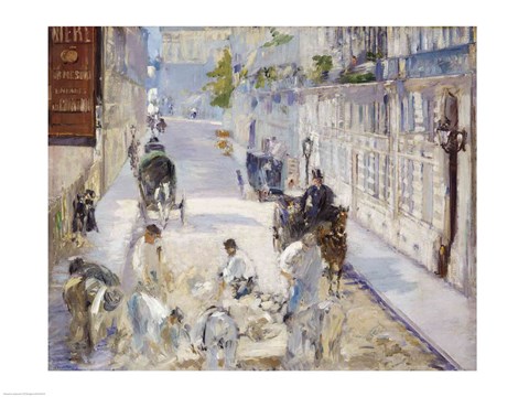 Framed Rue Mosnier with Workmen, 1878 Print