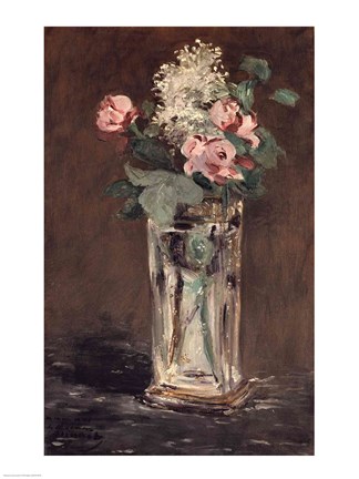 Framed Flowers in a Crystal Vase Print