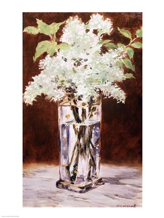 Framed White Lilac in a Crystal Vase, 1882 Print