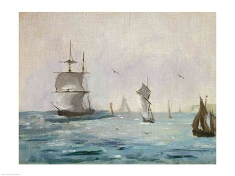 Framed Fishing Boat Arriving, with the Wind Behind, 1864 Print