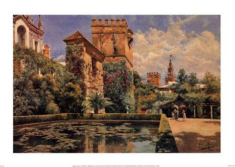 Framed Jardines del Alcazar de Sevilla Print