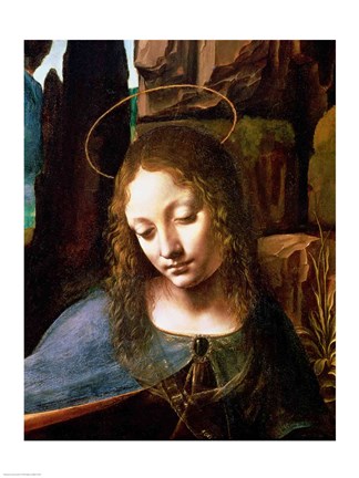 Framed Detail of the Head of the Virgin, from The Virgin of the Rocks Print