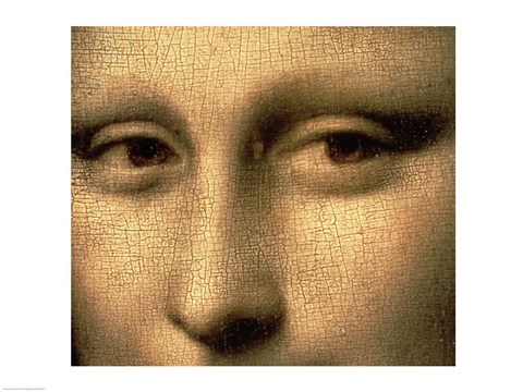 Framed Mona Lisa, Face Detail Print