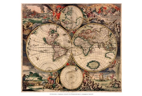 Framed World Map 1689 Print