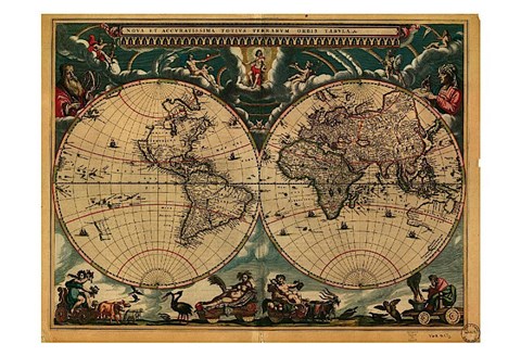 Framed World Map 1664 Print
