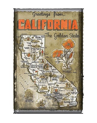 Framed Greetings from California Print