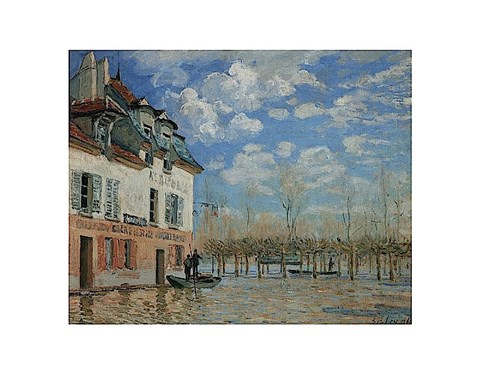 Framed Boat During the Flood at Port Marly, 1876 Print