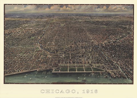 Framed Chicago 1916 Print