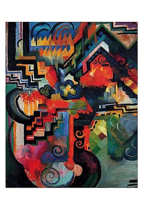 Framed Colored composition (Hommage a` Sebastin Johann Bach) Print