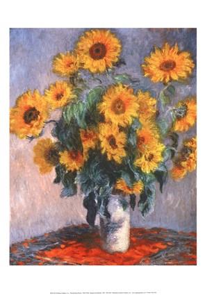 Framed Vase of Sunflowers Print