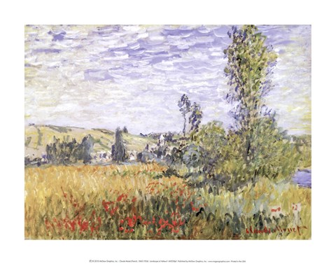 Framed Landscape at Vetheuil Print