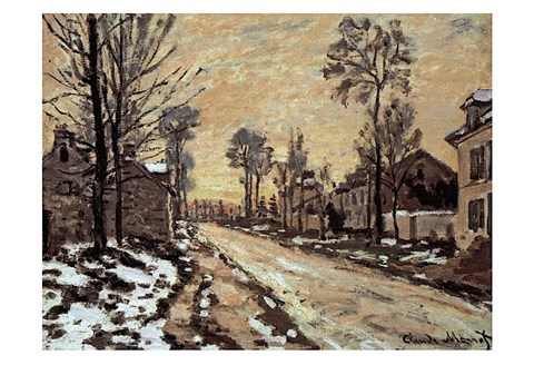 Framed Road at Louveciennes, Melting Snow, Sunset Print