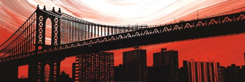 Framed Manhattan Bridge Aura Print