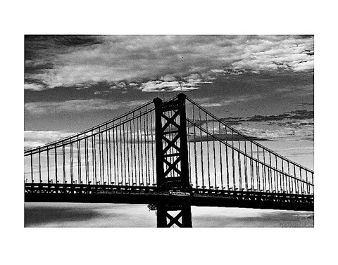 Framed Benjamin Franklin Bridge (b/w) Print