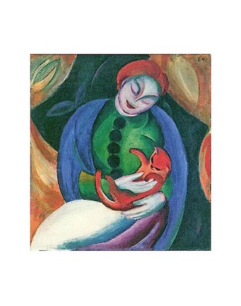 Framed Girl with Cat II Print